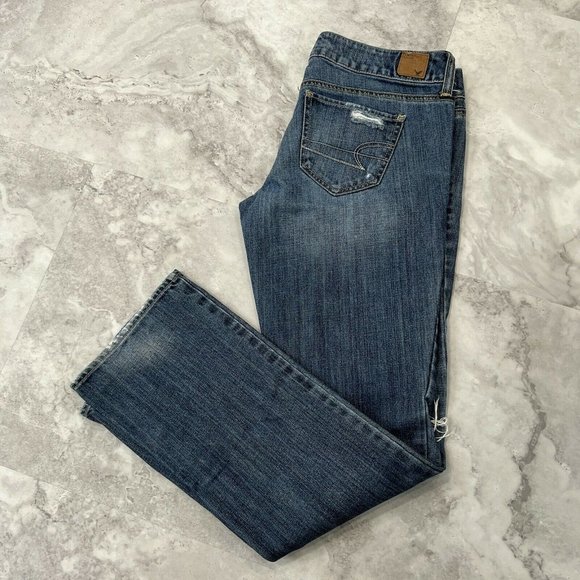 American Eagle Jeans Straight Super Stretch Distressed Holes‎ - Picture 1 of 7